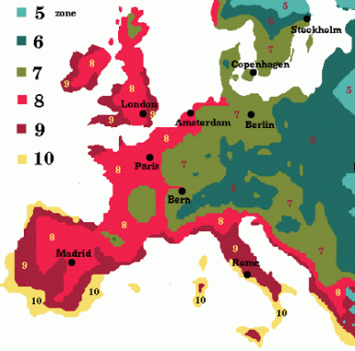 zonas de rusticidad Europa